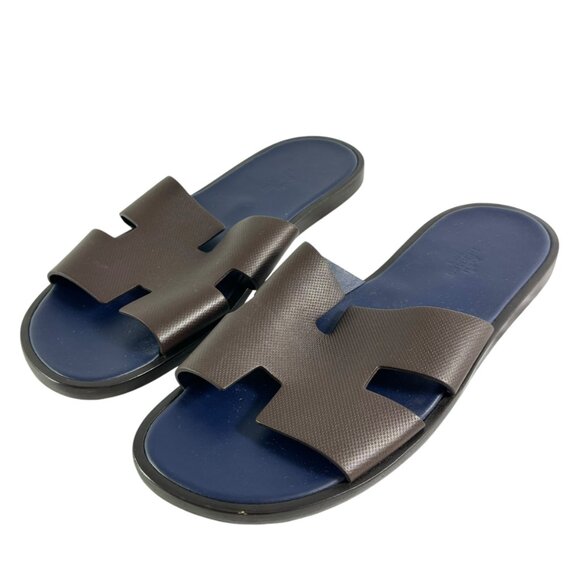 HERMES Brown & Blue Leather Izmir Men\'s Sandals Made in Italy Marked as 42 - 9US main image 7